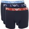 Emporio Armani Bold Monogram 3-Pack Boxer Shorts, Marine/Marine/Marine, M Men's