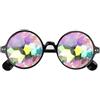 LQIOACU Nero Occhiali da Caleidoscopio, Rainbow Rave Wormhole Prisma Diffrazione Occhiale Lenti Multicolore Caleidoscopici