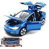 TOPRON Tesla Model X 1:32 Modellino, Giocattolo Elettronico in Lega Pressofusa con Funzione di Arretramento, con Luci e Musica, mini Veicolo Giocattolo come Regalo per Bambini (Blu)