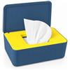 jiuzcare Scatola di salviettine umidificate, scatola di carta igienica umida, dispenser di carta igienica, per il caricamento di carta, salviettine umidificate per bambini, in plastica, blu giallo