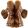 KHIRVWL Cappotto da Donna in Pelliccia Sintetica Morbida Parka con Cappuccio Giacca in Peluche Moda Tinta Unita Caldo Cappotto Invernale Cappotto in Pelliccia Sintetica Stampa Leopardata