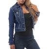 Generic Giubbino Jeans Donna, Blouson Denim Sfilacciato Giacca Giacca Di Jeans a Maniche Corte Da Donna Giacca Di Jeans Western Chiusura a Bottoni Slim Fit Camicia Giacche Elegante Classica Cappotto Con Tasca