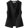 RWGSNB Smanicato Donna, Gilet da Donna con Bottoni Asimmetrico da Lavoro da Ufficio Casual Senza Maniche Blazer Elegante Gilet Nero da Donna Cardigan da Indossare Tutti I Giorni Taglia S