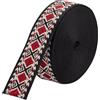 BENECREAT Nastri in Poliestere con Ricamo Etnico da 5 Metro, Nastro Jacquard con Rombo Largo 38 mm, Pizzo da Cucito Artigianale Vintage per Abbigliamento, Scactola, Fasce, Federe, Nero & Rosso