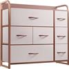 YITAHOME Cassettiera in tessuto,Armadietto con 7 Scomparti,Tiretti Pieghevoli in Tessuto,Struttura in Acciaio,Rosa
