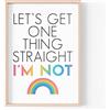 Tongue in Peach Stampa divertente con citazioni | Stampe per la casa | Let's Get One Thing Straight I'm Not | Estetic Wall Art Lgbtq Gay A4 A3 A5 * Cornice non inclusa* - PBH90