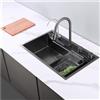 LNXGJJ Lavello Multifunzione Lavello Cucina 1 Vasca con Gocciolatoio 80x50 CM, Lavandino Multifunzione Cucina Cascata Lavello Cucina Moderno Lavello in Acciaio Inox, con Rubinetto Cucina