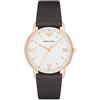 Emporio Armani Orologio da uomo, movimento a tre lancette, cassa in acciaio inossidabile oro rosa 41 mm con cinturino in pelle, AR11011