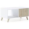 Skraut Home - Tavolino - 45 x 92 x 50 cm - Tavolino Basso Ideale per Soggiorno o Sala da Pranzo - Modello Wind - Legno Resistente - Mobili Ausiliari - Finitura Bianco/Puccini