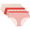 DIM Culotte Les Pockets in Cotone Colorate Donna x5, Rosso/Rosa/Bianco, S