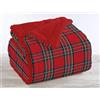 IlGruppone Il Gruppone Passione Casa Coperta Plaid in Pile Sherpa Invernale, Morbida e Calda, Pelosa in Finta Pelliccia Singola Matrimoniale Doppio Lato-NewTartanRosso - Plaid 130x160