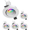 ledscom.de 5 faretti da incasso a soffitto KUN, rotondi, orientabili Smart Home RGBW GU10 Lampada LED 473lm