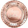 Generic 18 PIATTI DI CARTA per feste e cerimonie di ogni genere 18 piattini stoviglie monouso per compleanni ricorrenze ed eventi (Rosa Gold Happy Birthday)