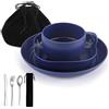 ReaNea - Set di utensili da campeggio, piatti e ciotole da campeggio con tazza da caffè, set di posate da viaggio, include cucchiaio, forchetta, coltello, per casa, piscina, all'aperto, picnic