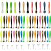 Keboyoe 62 pezzi Accessori per la Pesca, Pesci di Gomma Spinning Esca Gomma di Pesca 7cm /5.5cm/6.7cm Esche in Gomma Esche Artificiali Spinning Trota Silicone con Testine Piombate Spin
