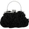 DZOZO Pochette da donna in raso, borsa da sera floreale per banchetto, pochette con catena staccabile, A-Nero