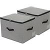 Omygarden Scatola portaoggetti rigida pieghevole in tessuto con coperchio con cerniera, maniglia, cesto portaoggetti per biancheria da letto, organizer per armadio, lavabile, 44 x 33 x 31 cm, grigio scuro,