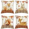 Bonhause Federe per Cuscini Autunno Animali 45 x 45 cm Copricuscini Volpe Cervo Scoiattolo Coniglio Poliestere Biancheria Federa Cuscino Divano Casa Giardino All'aperto Set di 4