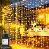 yowin Tenda Luminosa 300 LED 3x3m Luci a Cascata con Spina e Timer, 8 Modalità Catena Luminosa Impermeabile per Esterno e Interno, Decorazioni Casa per Finestra Balcone Matrimonio Festa Giardino