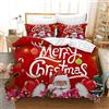 Gegeryozer Set di Biancheria da Letto Natalizia,Copripiumino a Tema Natalizio,Santa Moose Red 3 Pezzi per Bambini,Ragazzi e Ragazze (135×200 cm, C6)