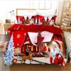 UGZDEA Copripiumino Natalizio Matrimoniale 220x240cm, set di biancheria da letto natalizia 3D con 2 federe, Babbo Natale, albero di Natale, cervo, regalo di Natale per bambini e adolescenti (D, 220x240cm)