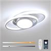Mckalen Plafoniera LED Soffitto Dimmerabile, 39W 4387LM Lampada da Soffitto Argenteo con Telecomando/APP 3000K-6500K, Moderno Plafoniara LED Ovale per Soggiorno Camera da Letto Cucina, 38.5CM
