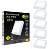 CLAR - Plafoniera LED Soffitto Quadrata, Lampade Soffitto, Plafoniera LED Esterno, Lampadario Bagno, Plafoniere a LED, Lampada Cucina, LED Bagno 6500ºK, 12W Garanzia di 3 anni (Pack 5)