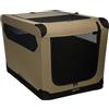 Amazon Basics Trasportino portatile e pieghevole a 2 porte, per cani e gatti, da viaggio, con lati morbidi, Tan, L 91 cm x 61 cm x 61 cm