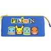 CYPBRANDS Astuccio scolastico triplo Pokemon, Blu navy, Casual