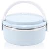 Cyrank Contenitore Per Alimenti Coibentato, Lunch Box Termico Portatile Thermos Per Cibi Caldi Lunch Box Rotondo Lunch Box in Acciaio Inossidabile Contenitori Per Il Pranzo Per Adulti Bento Box(Blu)