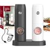 CIRCLE JOY Set Macina Sale e Pepe Elettrico Macina Spezie con Doppia Stazione di Ricarica, Contenitore da 70ml, Luce LED Bianca e Rugosità Regolabile, Bianco Nero