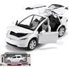 TOPRON Tesla Model X 1:32 Modellino, Giocattolo Elettronico in Lega Pressofusa con Funzione di Arretramento, con Luci e Musica, mini Veicolo Giocattolo come Regalo per Bambini (Bianco)