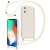 Coalbooliy Cover per iPhone XS Max 6,5 con Cordino per Cellulare, Custodia Silicone con Regolabile Collana Sottile Morbida Case Protezione della fotocamera Antiurto con Necklace, Bianco