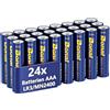 BONAI Longlife Batterie alcaline AAA (24 pezzi) 1,5 V Micro LR03 batterie alcaline, potenti, ideali per sveglia, termometro, lampade decorative e altri dispositivi con elevato fabbisogno energetico