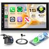 Hodozzy 4G+64GB Android 2 Din Autoradio con Wireless Carplay & Android Auto, Radio 7 Pollice Schermo Touch Screen Auto Stereo 2 Din GPS Navigatore WiFi Bluetooth DSP FM/RDS USB/SWC + AHD Telecamera