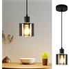 ZMH Lampada da tavolo a sospensione Vintage - Vetro retrò E27 1 fiamma nera Lampada da tavolo industriale per soggiorno camera da letto sala da pranzo cucina hotel (senza lampadine)