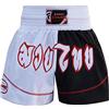 Farabi Sports Bambini Pantaloncini Muay Thai Junior Youth Ragazzi e Ragazze Pantaloncini Kick Boxing per Arti Marziali MMA Cage Fighting e Training (IT, Testo, XXS, Regular, Regular, White/Black)