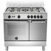 LAGE Bertazzoni La Germania Americana AMN9P5GXV Cucina a Gas Piano Cottura 5 Fuochi a Gas Forno a Gas Classe A+ Portabombole Inox