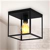 B.K.Licht Plafoniera a cubo con 1 punto luce, attacco per lampadina E27 non inclusa, lampada da soffitto in metallo nero opaco, lato 22cm