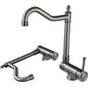 DMOZMSY Stile Antico Rubinetto Lavello Cucina Pieghevole Grigio Flessibile Rubinetto Miscelatore Cucina Sottofinestra Abbattibile