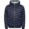 Armani Exchange Steppjacke mit Kapuze und Reißverschluss, Milano/New York Logo Giacca, Blu Navy/Grigio mélange, XL Uomo