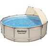 Bestway 5614V Set Piscina Fuori Terra Power Steel con Tendina Parasole da 396x107 cm