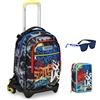 Seven Trolley Zaino Scuola Jack 3 ruote + Astuccio + Occhiali da Sole