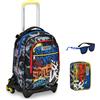 Seven Trolley Zaino Scuola Jack 3 ruote + Astuccio + Occhiali da Sole