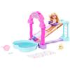 Barbie - Chelsea Scivolo d'acqua Arcobaleno, playset con bambola Chelsea, un cucciolo e accessori inclusi, versa l'acqua nell'arco per un effetto a pioggia, giocattolo per bambini, 3+ anni, HTK39