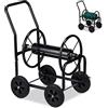 Relaxdays Carrello Avvolgitubo da Giardino, Carrellino Mobile per Acqua in Metallo, 4 Rotelle, Tubi Lunghi 60 m, Marrone