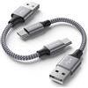 Baiwwa 2Pezzi 30CM Cavo USB Type-C Corto, Cavo USB A USB C Ricarica Rapida 3A per Samsung Galaxy S24 S23 S22 S21 S20 S10 S9 S8 Plus, e più -Grigio