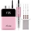Kredioo Fresa per Unghie Professionale 35000RPM, Portatile E Ricaricabile, Fresa Unghie, Lima Per Unghie Elettrica, Manicure e Pedicure, Trapano Elettrico per Rimozione Smalto, 6 Punte, Rosa