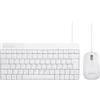 Perixx PERIDUO-212 DE, set mini tastiera e mouse compatti, cavo USB, bianco, layout tedesco