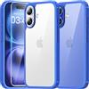 TAURI Cover per iPhone 16 con Pellicola in Vetro Temperato,Trasparente Custodia per Sottile Anticaduta - Blu